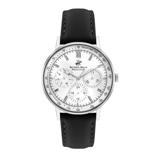 B.H. POLO CLUB AURELIA BLACK LEATHER SILVER DIAL MULTIFUNCTION FOR WOMEN