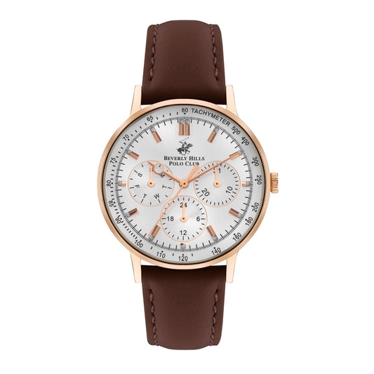 B.H. POLO CLUB AURELIA BROWN LEATHER SILVER DIAL MULTIFUNCTION FOR WOMEN