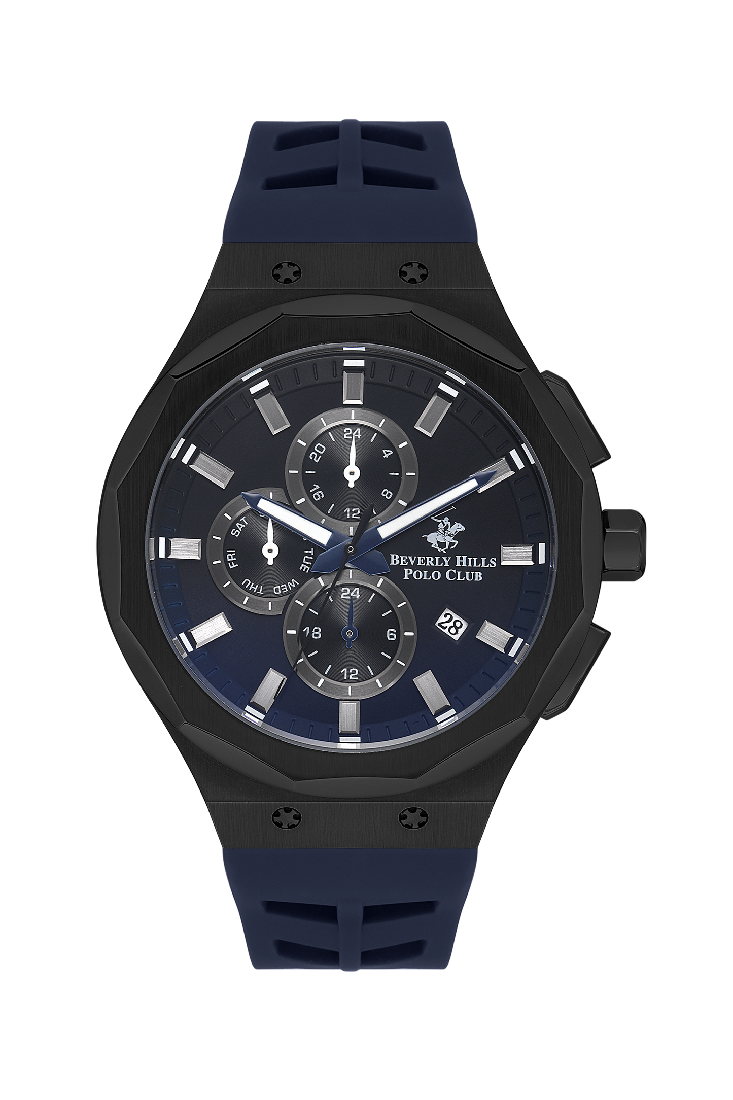 B.H. POLO CLUB SIMON DARK BLUE RUBBER DARK BLUE DIAL MULTIFUNCTION FOR MEN