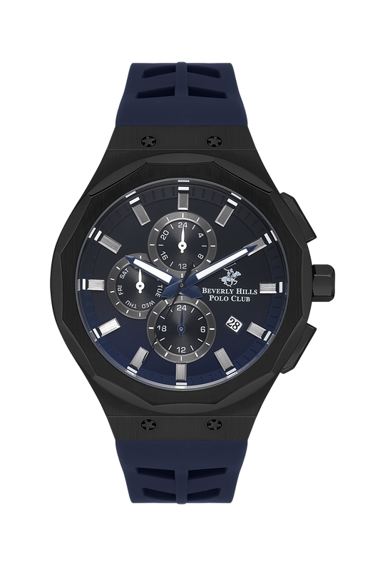 B.H. POLO CLUB SIMON DARK BLUE RUBBER DARK BLUE DIAL MULTIFUNCTION FOR MEN