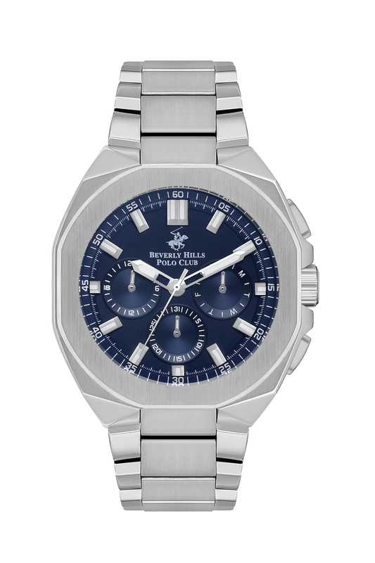 B.H. POLO CLUB REMINGTON SILVER ST. STEEL DARK BLUE DIAL MULTIFUNCTION FOR MEN