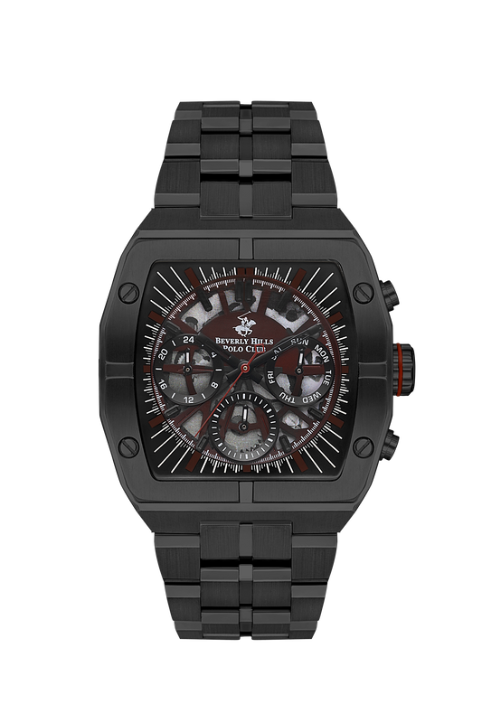 B.H. POLO CLUB CLEOPATRAABLACK ST. STEEL MAROON DIAL FOR MEN