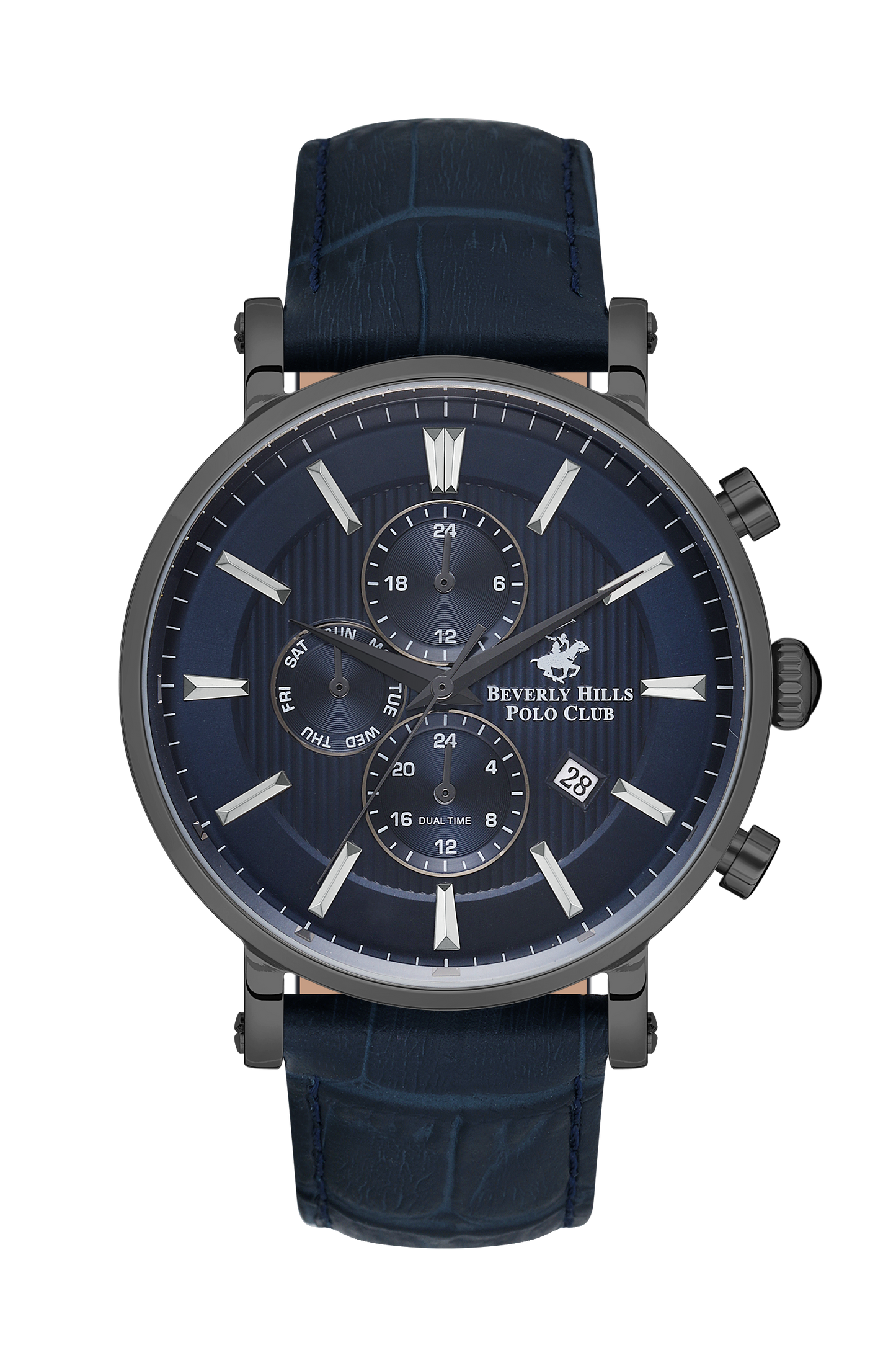 B.H. POLO CLUB PHOENIX DARK BLUE LEATHER DARK BLUE DIAL MULTIFUNCTION FOR MEN