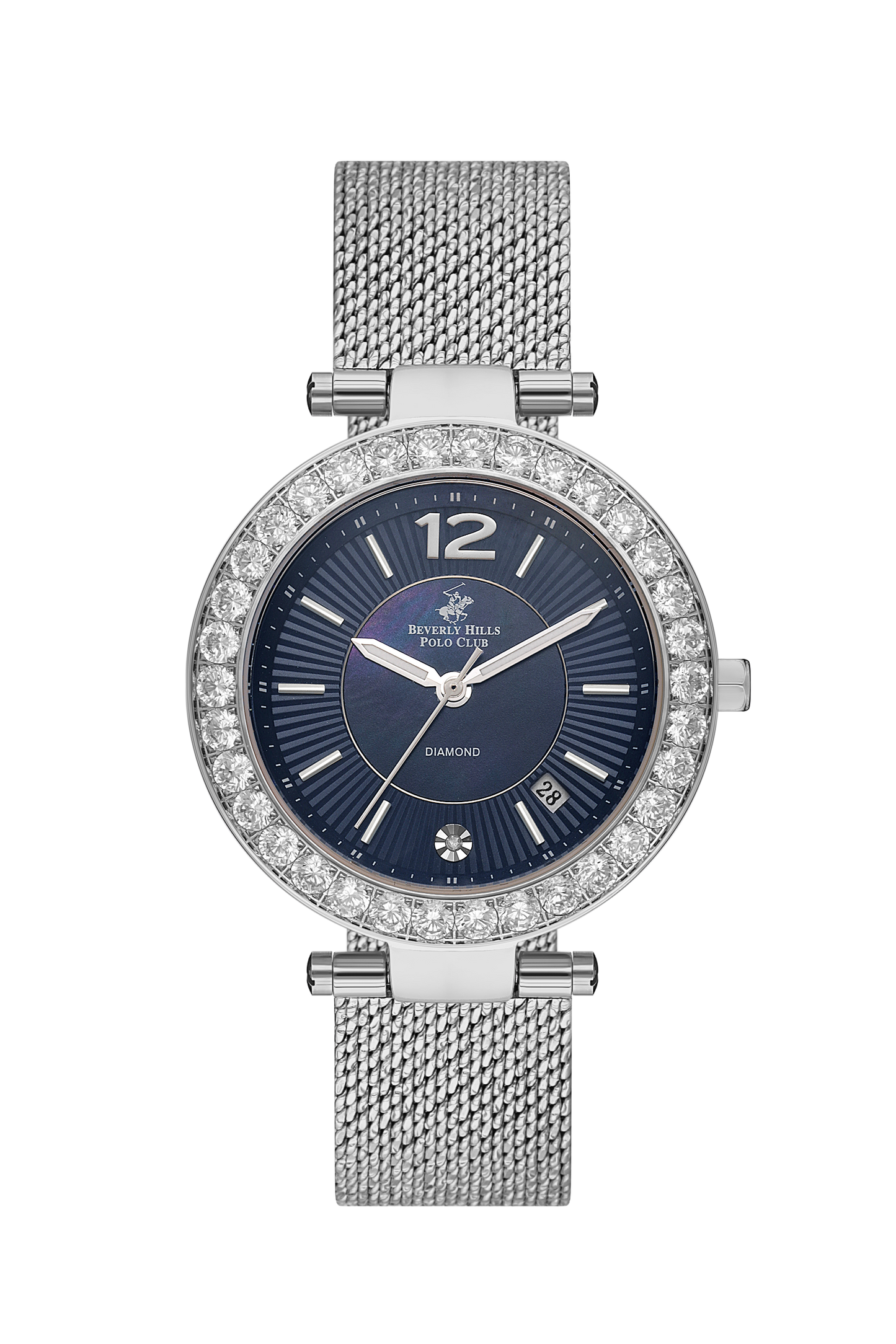 B.H. POLO CLUB AITANA SILVER MESH ST. STEEL DARK BLUE DIAL FOR WOMEN