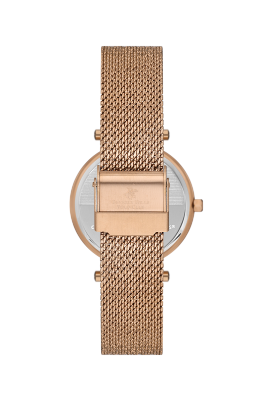 B.H. POLO CLUB AITANA ROSEGOLD MESH ST. STEEL WHITE DIAL FOR WOMEN