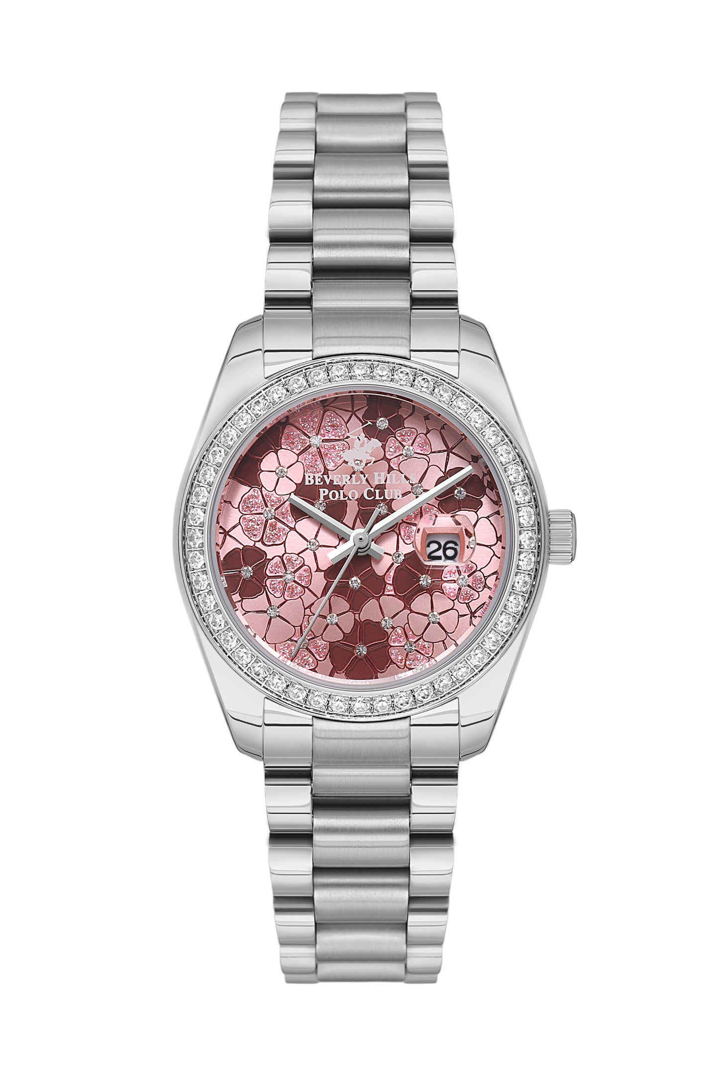 B.H. POLO CLUB JULIETA SILVER ST. STEEL PINK DIAL FOR WOMEN