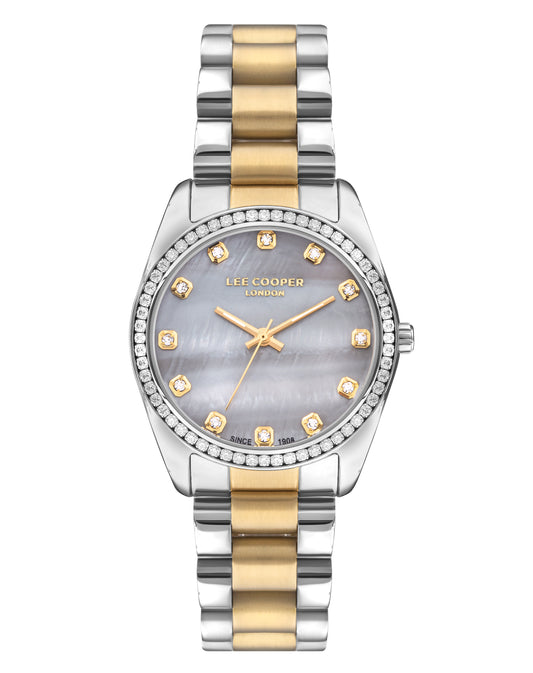 LEE COOPER MAYA SILVER & GOLDEN ST. STEEL GREY DIAL FOR WOMEN