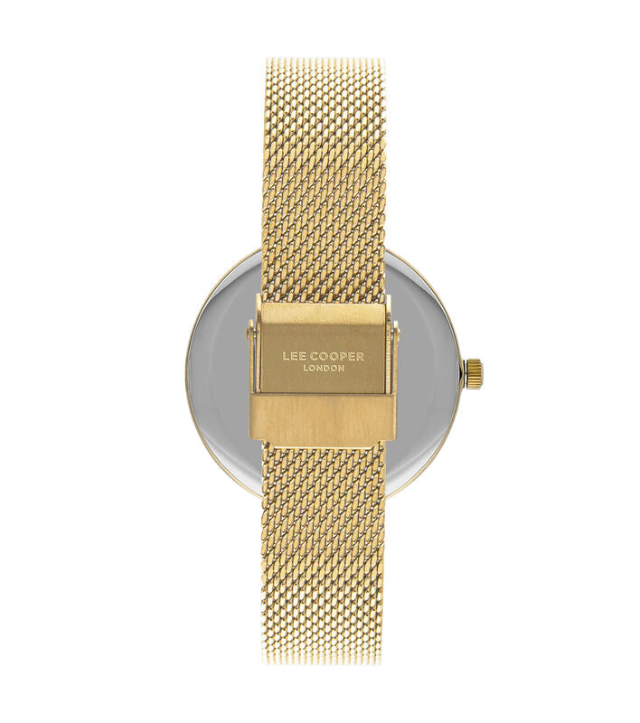 LEE COOPER LINDA GOLDEN MESH ST. STEEL WHITE DIAL FOR WOMEN