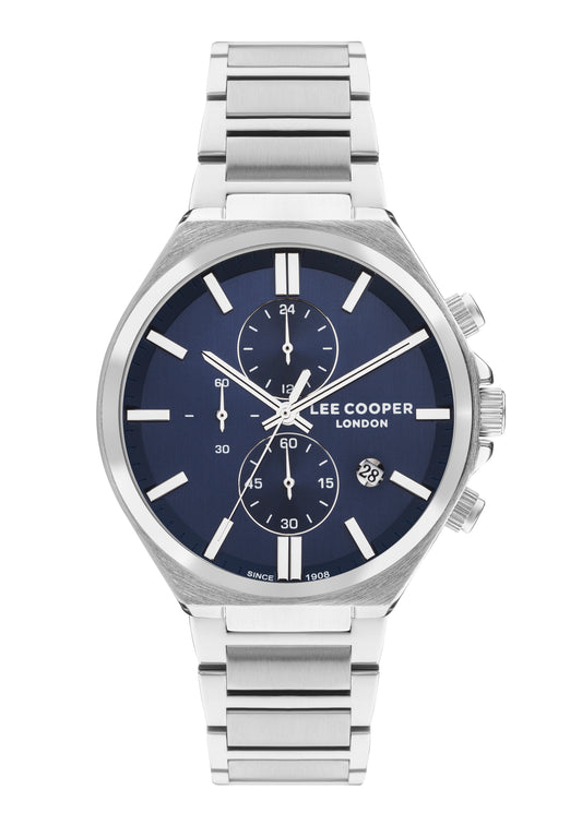 LEE COOPER CLAIRE SILVER ST. STEEL DARK BLUE DIAL CHRONOGRAPH FOR MEN