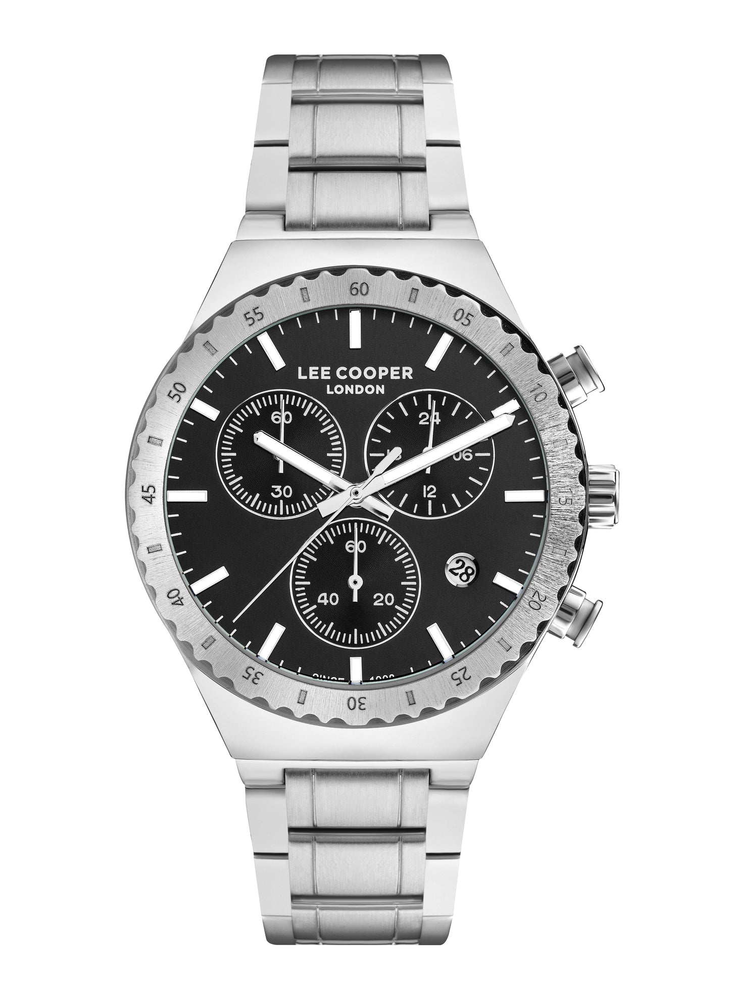 LEE COOPER THOMAS SILVER ST. STEEL BLACK DIAL CHRONOGRAPH FOR MEN