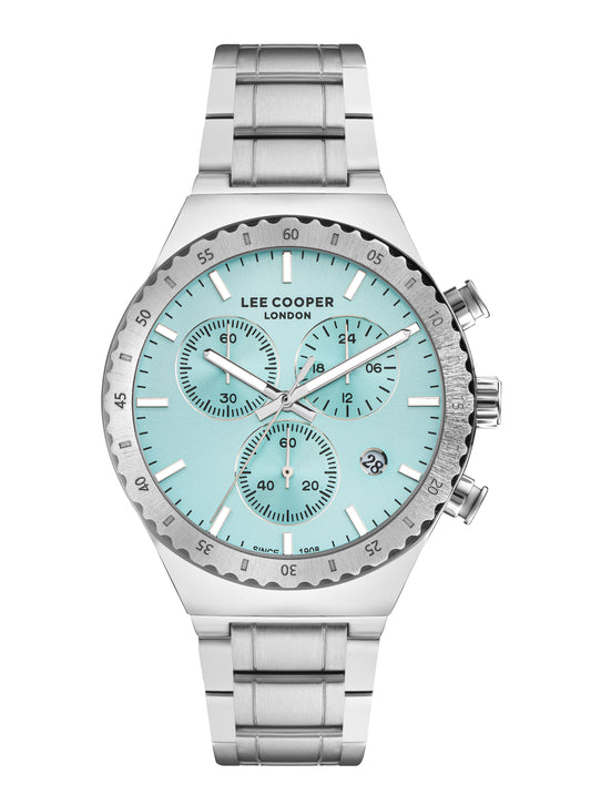 LEE COOPER THOMAS SILVER ST. STEEL TIFFANY BLUE DIAL CHRONOGRAPH FOR MEN