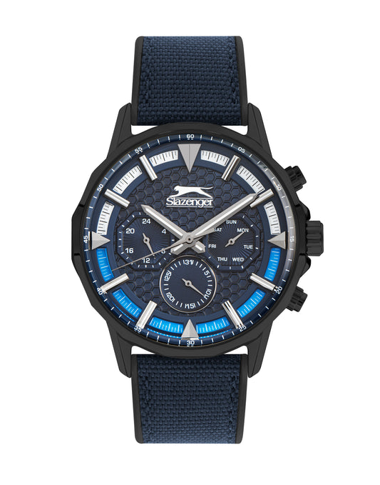 SLAZENGER ANDRES DARK BLUE RUBBER DARK BLUE DIAL MULTIFUNCTION FOR MEN