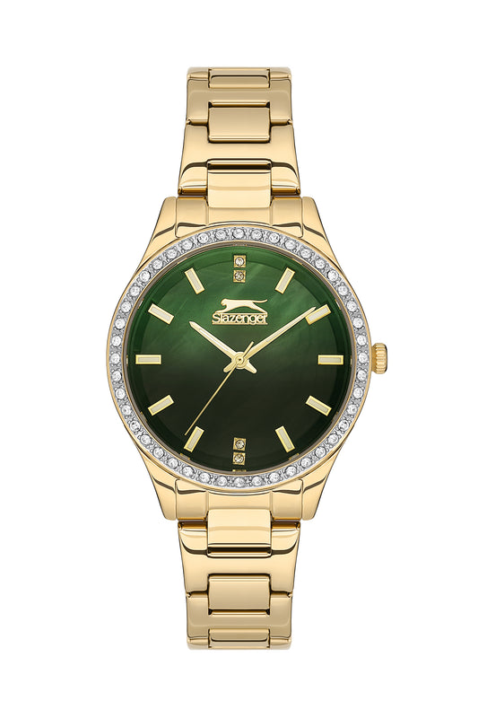 SLAZENGER HEIDI GOLDEN ST. STEEL GREEN DIAL FOR WOMEN