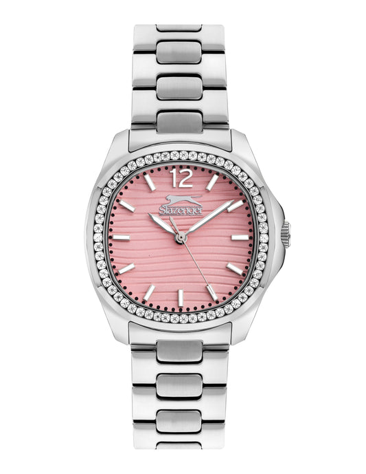 SLAZENGER LAUREN SILVER ST. STEEL PINK DIAL FOR WOMEN